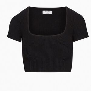 Aritzia Babaton Black Sculpt Knit Square Neck Short Crop- Size XS